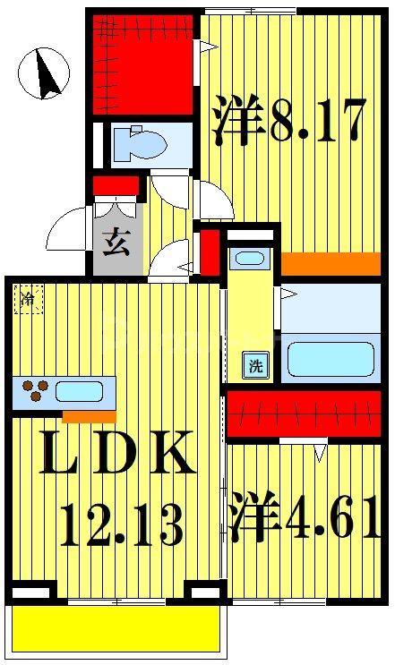 メゾン・アルカディア(2LDK/1階)の間取り写真