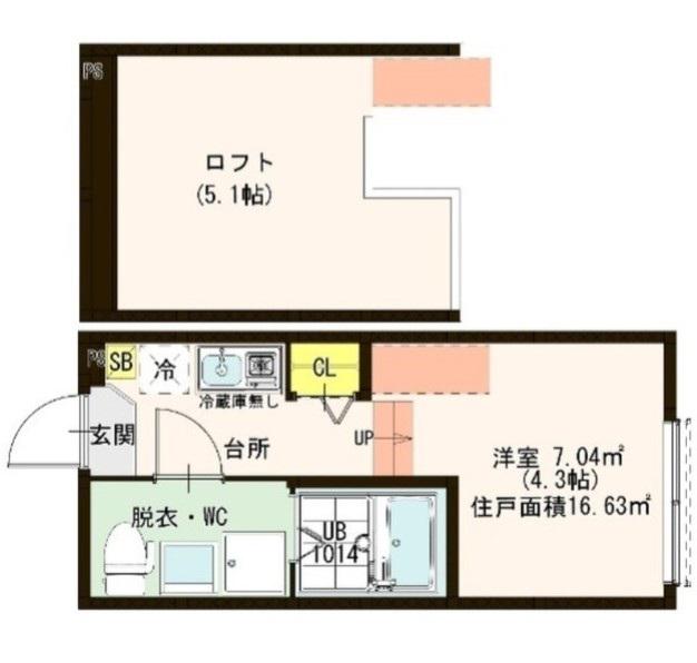 ブランニューデイズ梅島(1K/2階)の間取り写真