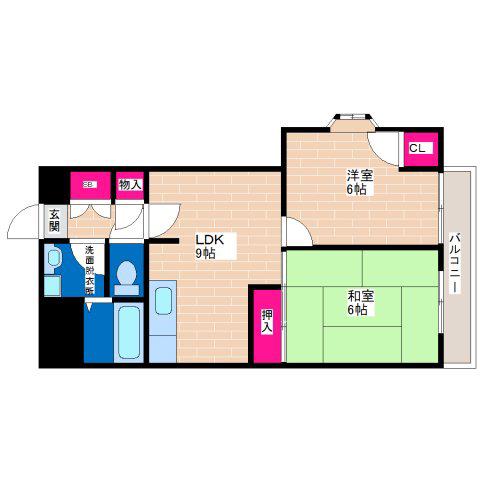フェニックス八野(2LDK/2階)の間取り写真