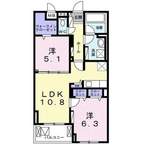グランディオ TK(2LDK/4階)の間取り写真
