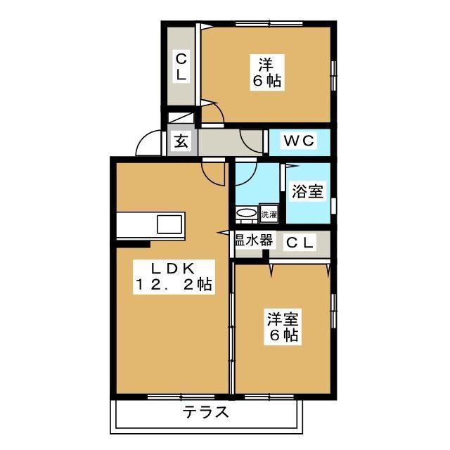 イーストエンジェル青山B棟(2LDK/1階)の間取り写真