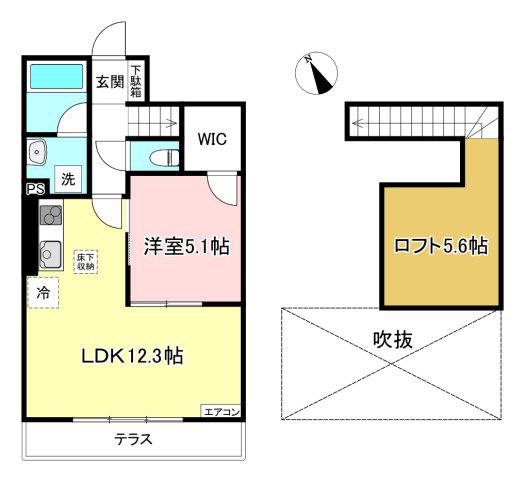 ロベリア(1LDK/1階)の間取り写真