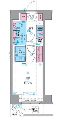 GENOVIA南千住VISKYGARDEN(1K/3階)の間取り写真