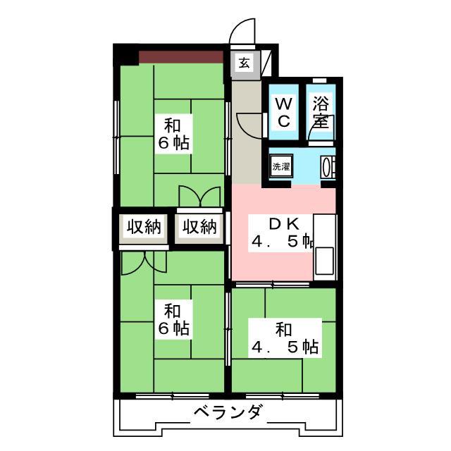 荒川ラインハイツ(3DK/2階)の間取り写真