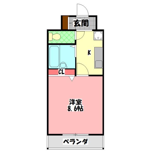 グランヴェール若見(1K/3階)の間取り写真