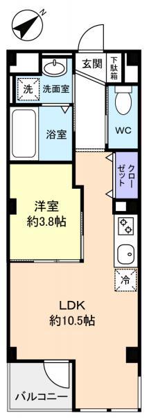 イースト LEAF(1LDK/2階)の間取り写真