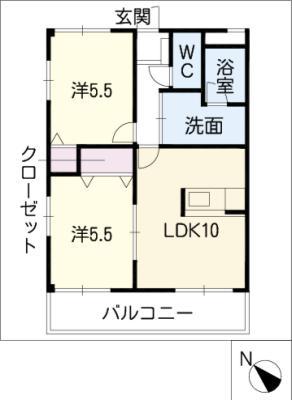 サクシード(2LDK/2階)の間取り写真