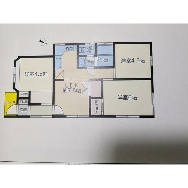 コーポポルシェ(3LDK/1階)の間取り写真