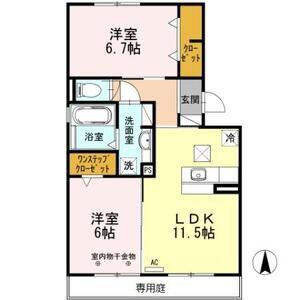 東五城ヒルズ(2LDK/1階)の間取り写真