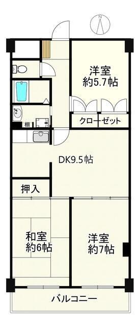 サンクレスト青葉台II(3DK/4階)の間取り写真