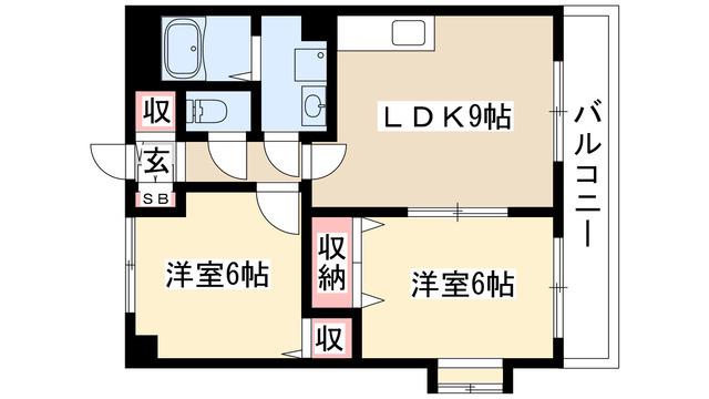 グランディアム香坂(2DK/2階)の間取り写真