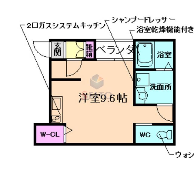 プラムハウス(1K/1階)の間取り写真