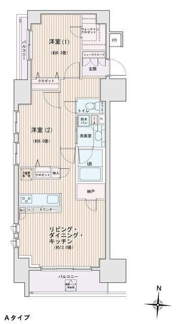 エスティメゾン錦糸町2(2LDK/12階)の間取り写真