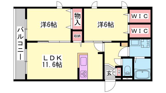 コントレイル(2LDK/2階)の間取り写真