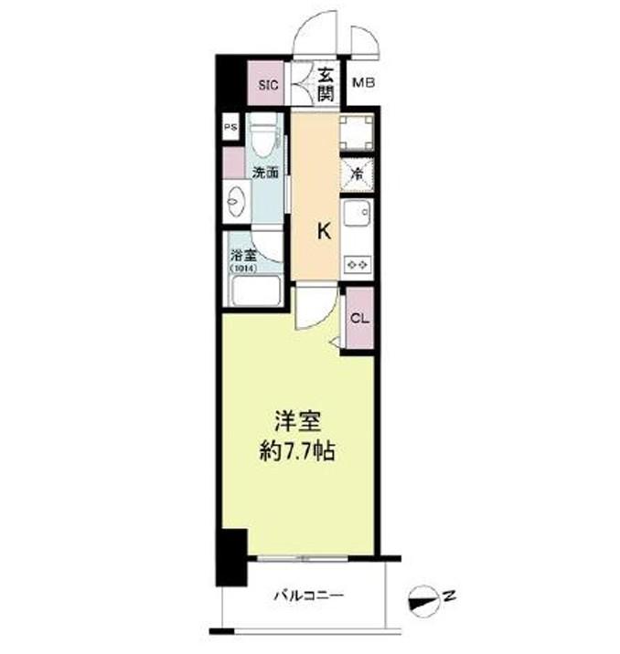 URBANLINK森小路駅前(1K/8階)の間取り写真