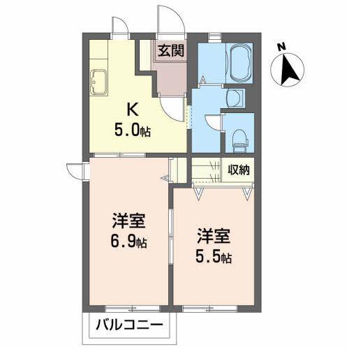 シャーメゾンリヴァージュA(2K/2階)の間取り写真