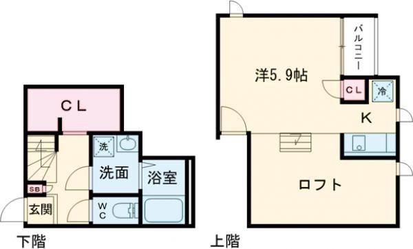 CB鳥栖ヴィヴァーチェ(1K/1階)の間取り写真