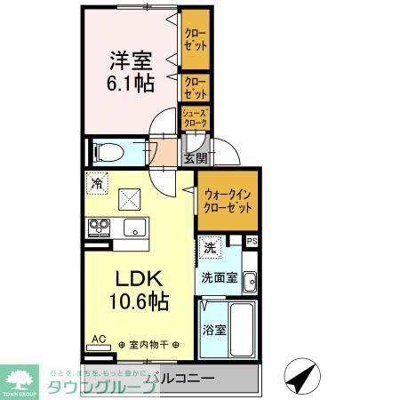 トリア テュラー(1LDK/1階)の間取り写真