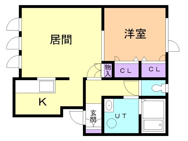 レジデンス鷲別2(1LDK/1階)の間取り写真