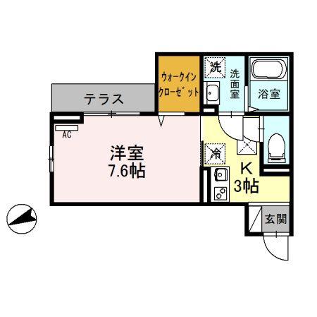 グランディール和光(1K/1階)の間取り写真