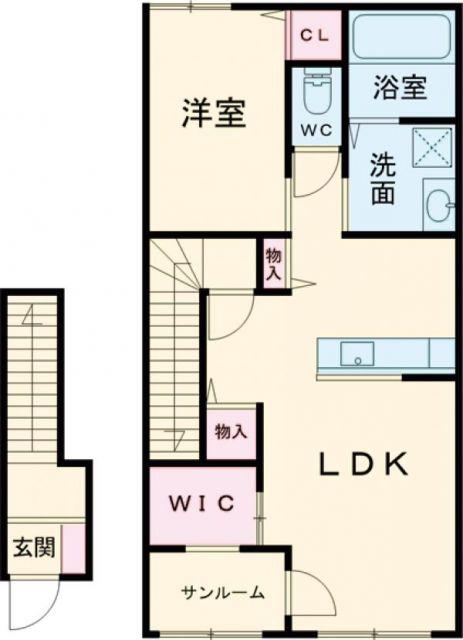 AFC RESIDENCE 中泉(1LDK/2階)の間取り写真