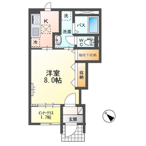 つくば市倉掛 (1K/1階)の間取り写真