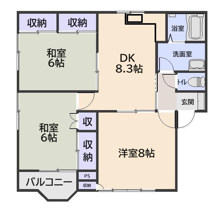 グランディール(3DK/1階)の間取り写真