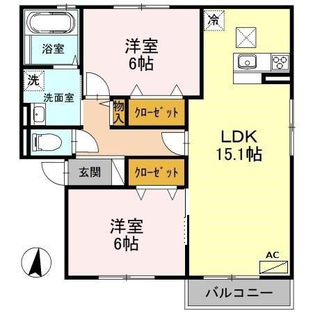 エトワールM A棟(2LDK/1階)の間取り写真