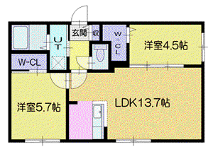LIEN新さっぽろ(2LDK/3階)の間取り写真