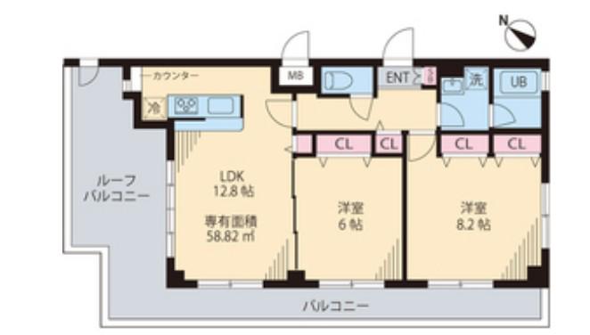 ベルプレジール(2LDK/5階)の間取り写真