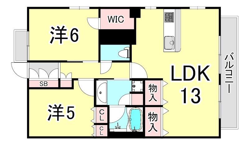 キャッスルプラザ西宮(2LDK/4階)の間取り写真