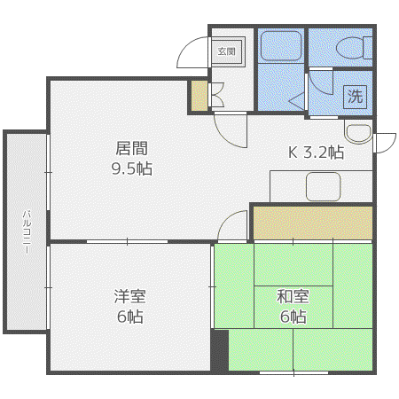 サンクレメンテI(2LDK/2階)の間取り写真