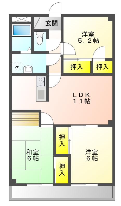 ヴェルデ(3LDK/1階)の間取り写真