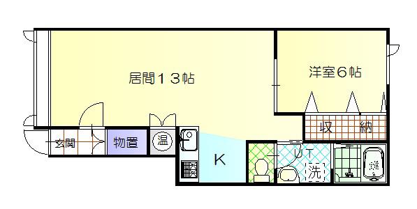ヒラソル(1LDK/1階)の間取り写真