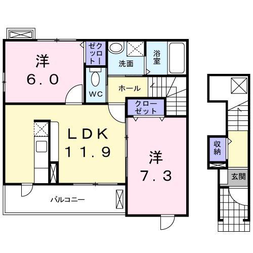 ソフィア(2LDK/2階)の間取り写真