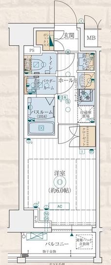 エステムコート横濱反町(1K/4階)の間取り写真