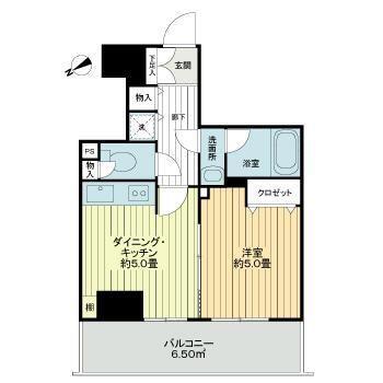 ライオンズタワー池袋(1DK/13階)の間取り写真