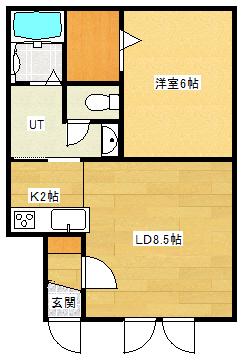 プランドールS(1LDK/2階)の間取り写真
