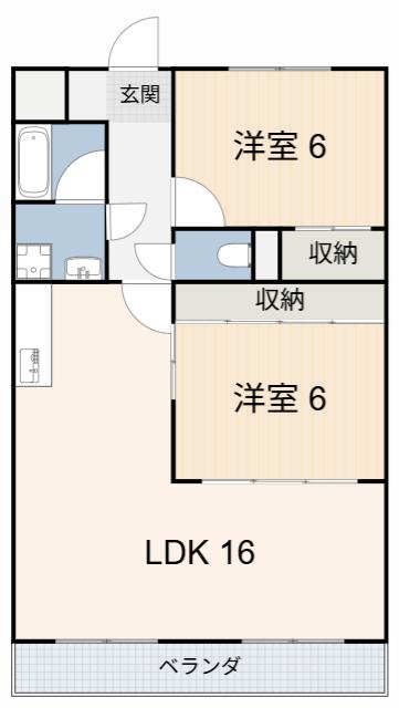 レジデンス東刈谷III(2LDK/2階)の間取り写真