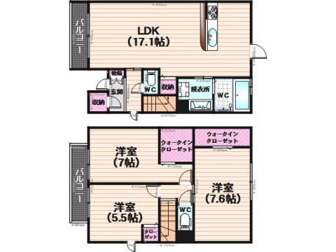 ディールーム西長住(3LDK/1階)の間取り写真