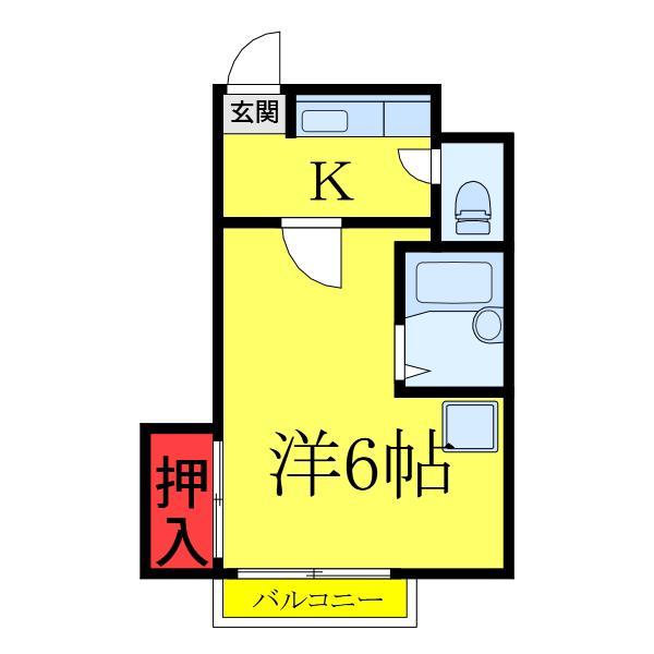 パレーシャル鈴木(1K/2階)の間取り写真