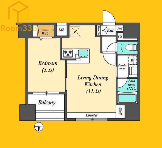 ACP RESIDENCE 中野新橋(1LDK/2階)の間取り写真