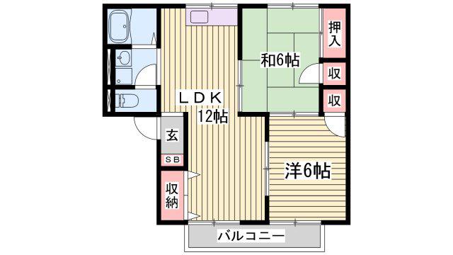 ティファニー21B棟(2LDK/1階)の間取り写真