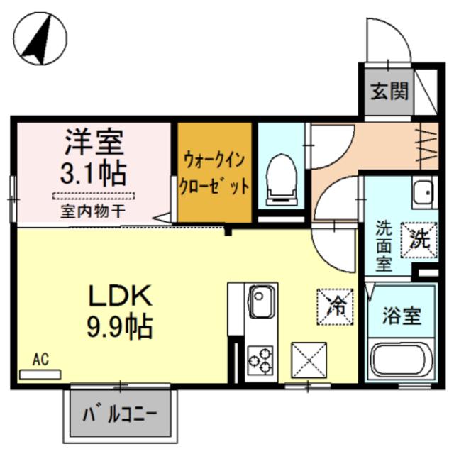 マーベラス(1LDK/1階)の間取り写真