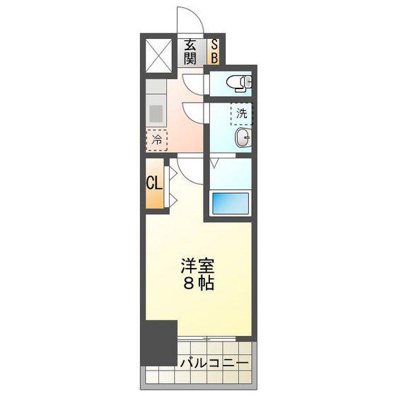 S-RESIDENCE四日市元町(1K/12階)の間取り写真