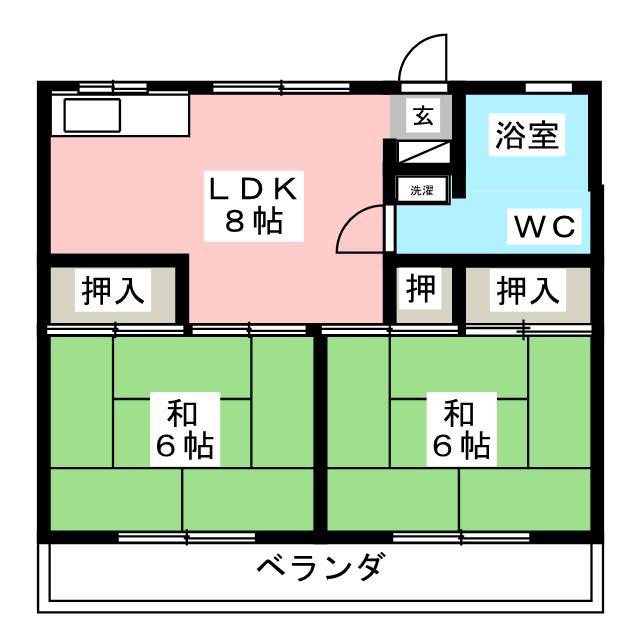第2小藤田ビル(2LDK/2階)の間取り写真