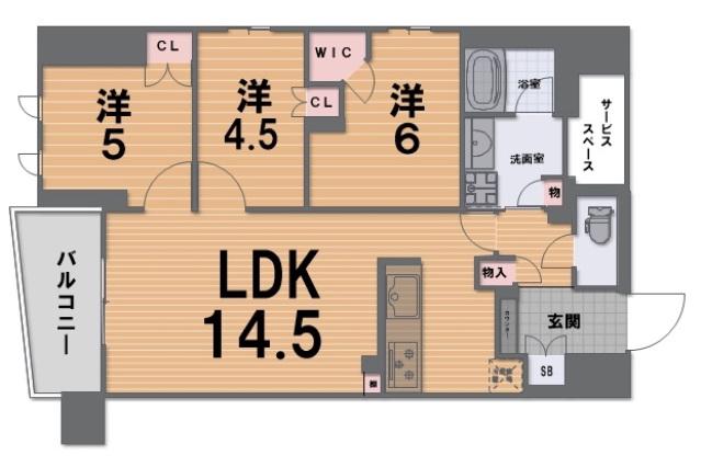 ジオ山科椥辻サウス(3LDK/8階)の間取り写真