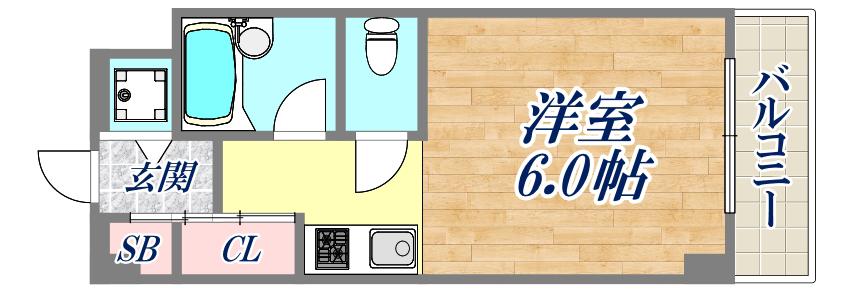 メインステージ打出(1K/6階)の間取り写真