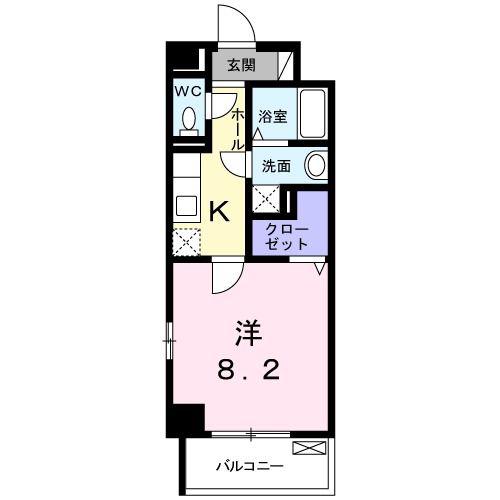グラン フルール(1K/4階)の間取り写真