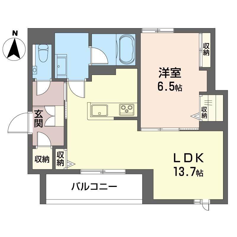 ホシノハウスII(1LDK/3階)の間取り写真